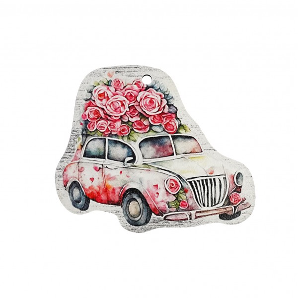 Ξύλινο στοιχείο αυτοκίνητο με λουλούδια